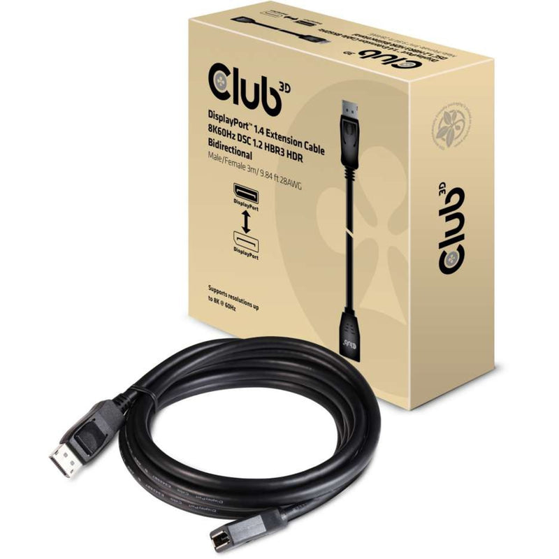 Load image into Gallery viewer, Club 3d displayport 1.4 hbr3 verlengkabel (zwart, 3 meter, 8k)
