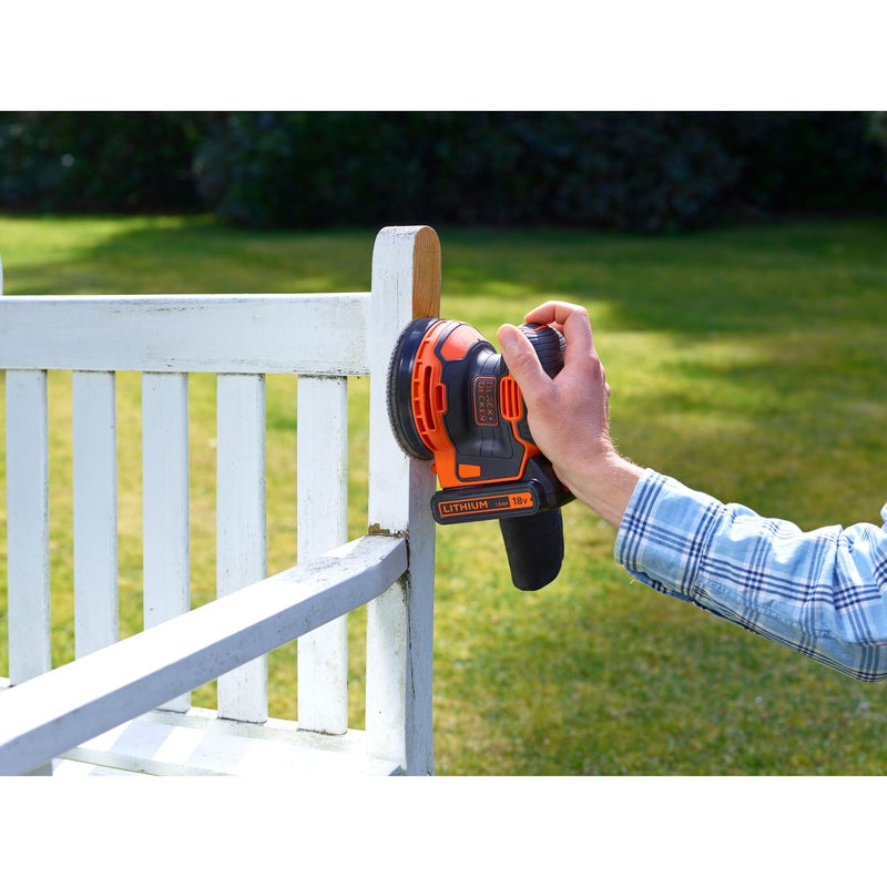 Load image into Gallery viewer, Black+decker bdcros18 18v accu excentrische schuurmachine (zwart oranje, opbergtas, oplader en accu inbegrepen)
