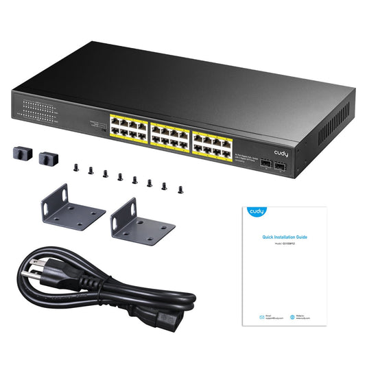 Cudy 24-gbe poe+ switch with 2 uplink sfp (zwart)