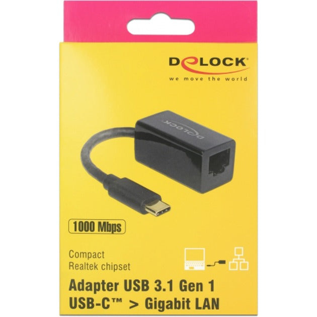 Load image into Gallery viewer, Delock usb-c 3.2 gen 1 naar rj-45 gigabit lan adapter (zwart, 10 100 1000 mbps)
