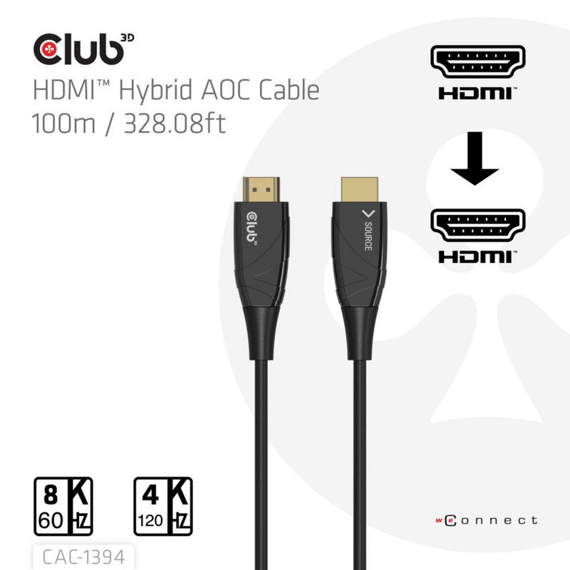 Afbeelding laden in galerijviewer, Club 3d hdmi hybrid aoc cable 8k60hz 4k120hz, 100 m kabel (zwart)
