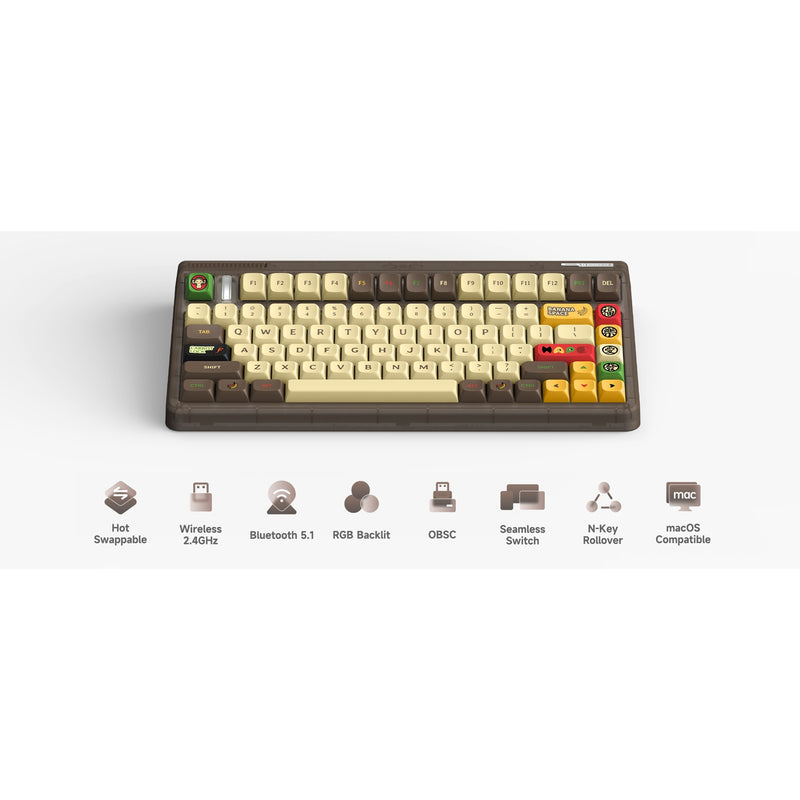 Load image into Gallery viewer, Iqunix og80 happy ape wireless mechanical keyboard, gaming toetsenbord (zwart, us lay-out, iqunix moonstone, rgb leds, 80% (tkl), hot-swappable, pbt, 2.4ghz | bluetooth 5.1 | usb-c)
