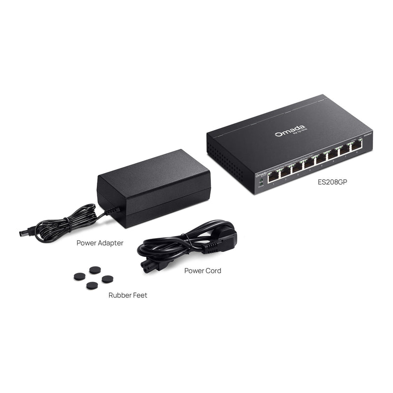 Load image into Gallery viewer, Tp-link omada es208gp 8-poort gigabit easy managed switch (zwart, 8x poe+)
