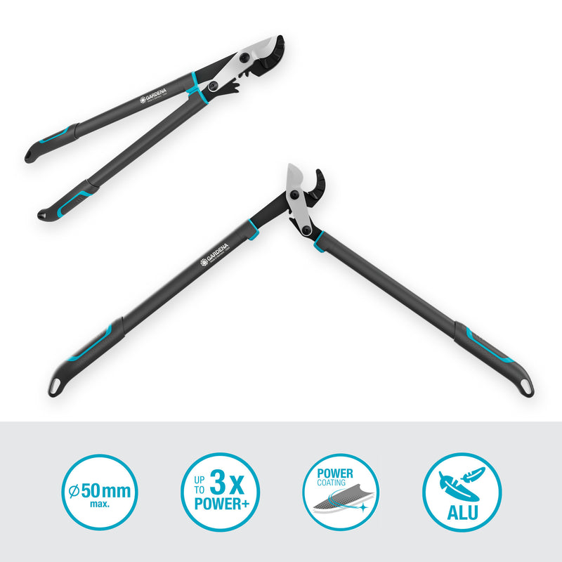 Load image into Gallery viewer, Gardena aambeeldtakkenschaar energycut pro l, met aambeeldsnede (grijs turquoise, 75cm, voor droog hout)
