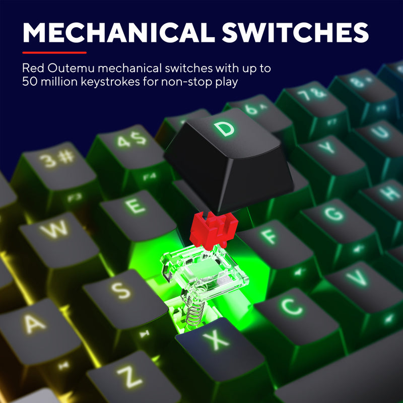 Load image into Gallery viewer, Trust gxt 867 acira 60% mini mechanisch gaming toetsenbord (zwart, us lay-out (qwerty), outemu red, 60%, rgb)
