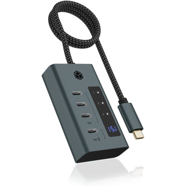 Icy box ib-hub1454-c31 usb-hub (grijs blauwgrijs, 4x usb-c 3.2 (10 gbit s))