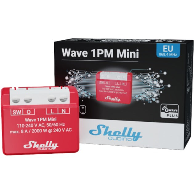 Load image into Gallery viewer, Shelly qubino wave 1pm mini relais (rood wit, 1-kanaals, z-wave)
