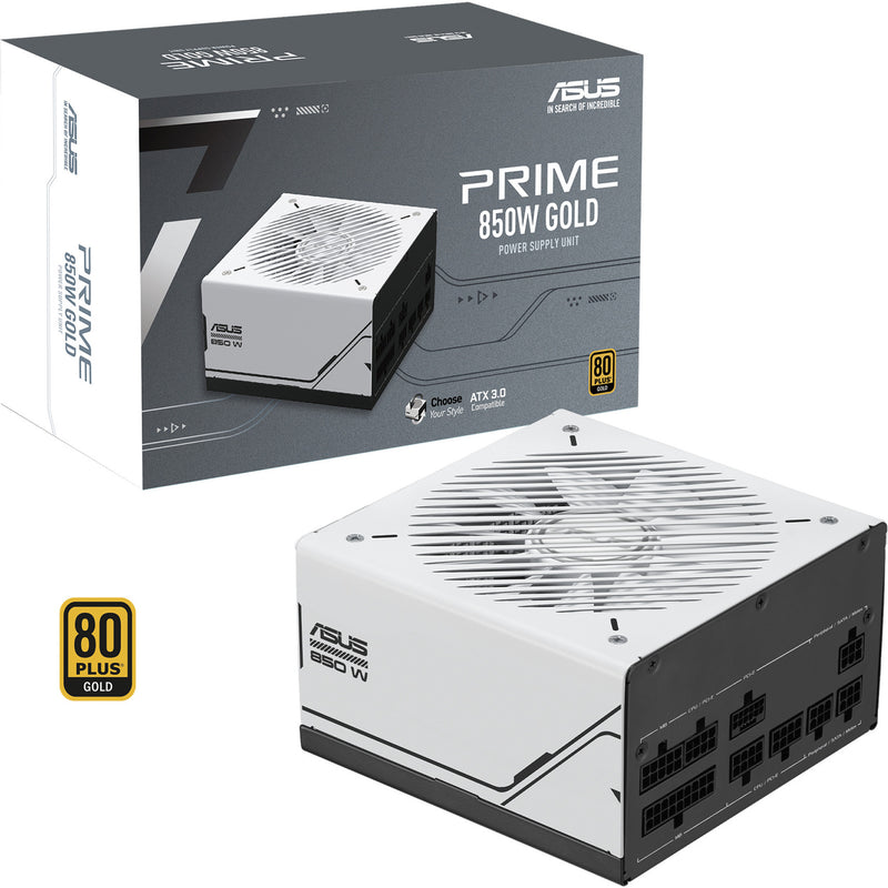 Afbeelding laden in galerijviewer, Asus prime gold modulaire 850 watt voeding (wit, 1x 12v-2x6, 3x pcie)
