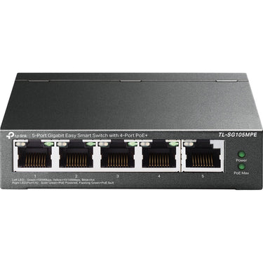 Tp-link tl-sg105mpe 5-port gigabit easy smart switch met 4-port poe+ (120w poe met 30w per poort)