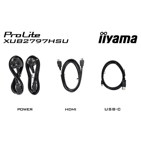 Iiyama prolite xub2797hsu-w2 27 monitor (wit, hdmi, displayport, 2x usb-a, usb-b)