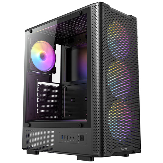 Antec vx310 argb midi tower behuizing (zwart | 3x usb-a | tempered glass)