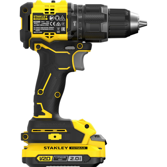 Stanley fatmax v20 18v schroefklopboormachine klopboorschroevendraaier (zwart geel, 2 accu's en oplader inbegrepen, met koffer)