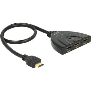 Delock 3 x hdmi in > 1 x hdmi out hdmi switch (zwart, 50 centimeter, 4k)