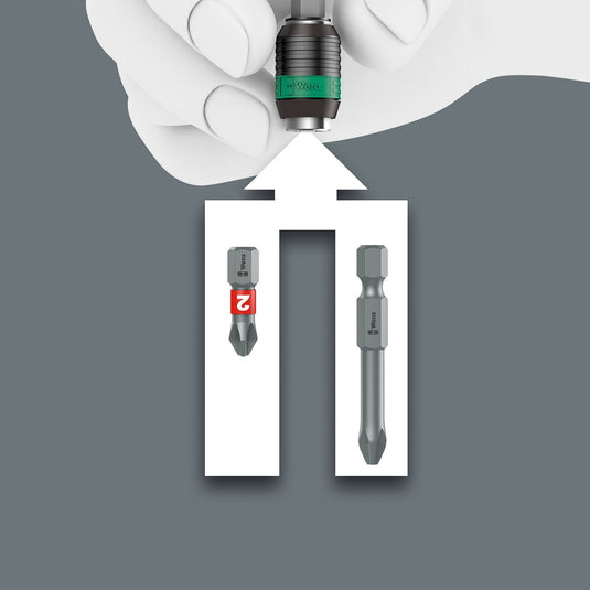 Wera bits-handhouder 813 r met rapidaptor bithouder schroevendraaier (zwart groen, 90mm)