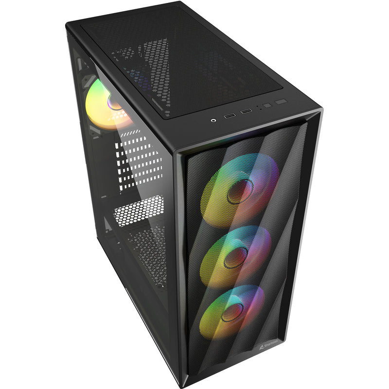 Load image into Gallery viewer, Sharkoon vk4 argb midi tower behuizing (zwart | 2x usb-a | rgb | tempered glass)
