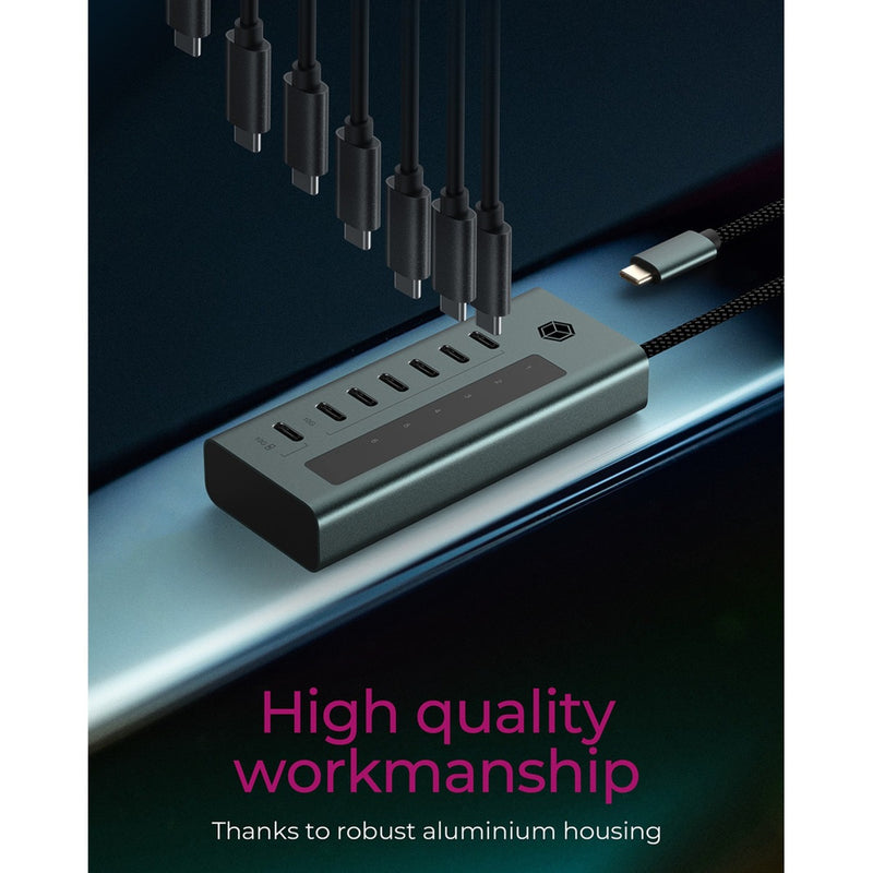 Load image into Gallery viewer, Icy box 7-port usb-c 3.2 gen 2 usb-hub (blauwgrijs)
