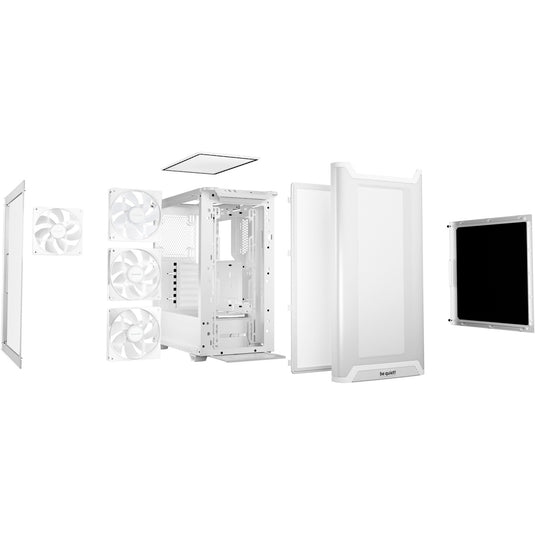 Be quiet! pure base 501 lx midi tower behuizing (wit | 2x usb-a | 1x usb-c | rgb | tempered glass)