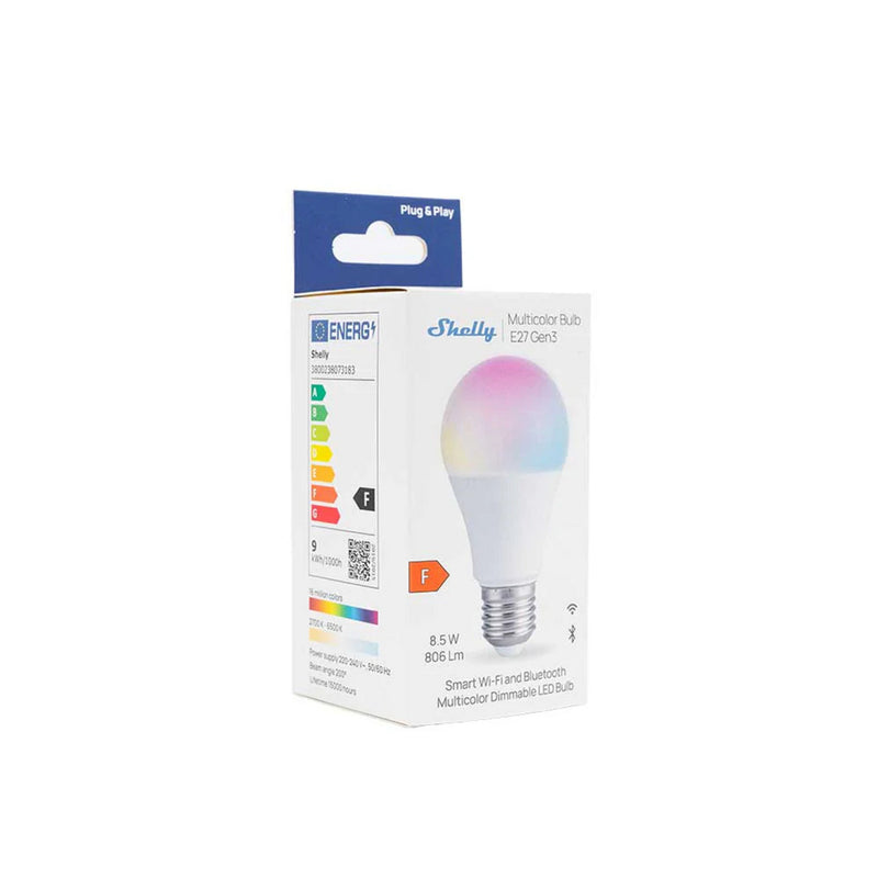 Load image into Gallery viewer, Shelly multicolor bulb e27 gen3 ledlamp (wit, 2700-6500k, wifi, bluetooth, dimbaar)
