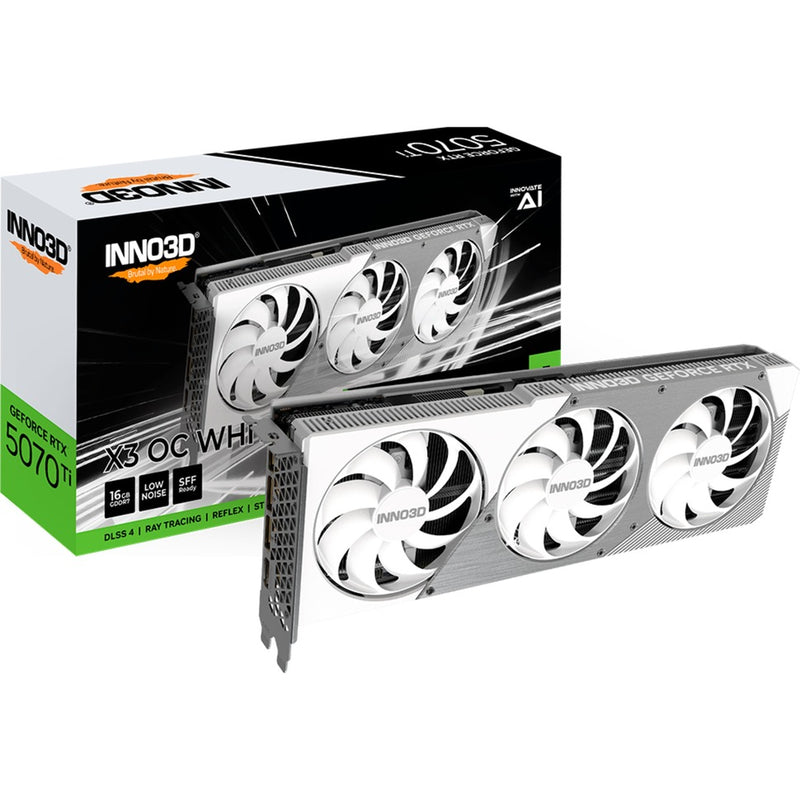 Load image into Gallery viewer, Inno3d geforce rtx 5070 ti x3 oc white grafische kaart (wit, dlss 4, 3x displayport, 1x hdmi 2.1)
