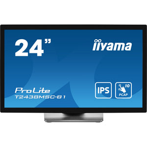 Iiyama prolite t2438msc-b1 23.8 touchscreen monitor (zwart (mat), hdmi, displayport, 2x usb-a, usb-b)