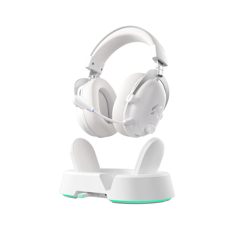 Load image into Gallery viewer, Mchose v9 turbo+ magnetic wireless over-ear gaming headset (wit zilver, nintendo switch, playstation 4, playstation 5, mobiel, pc, 2.4g bluetooth usb)
