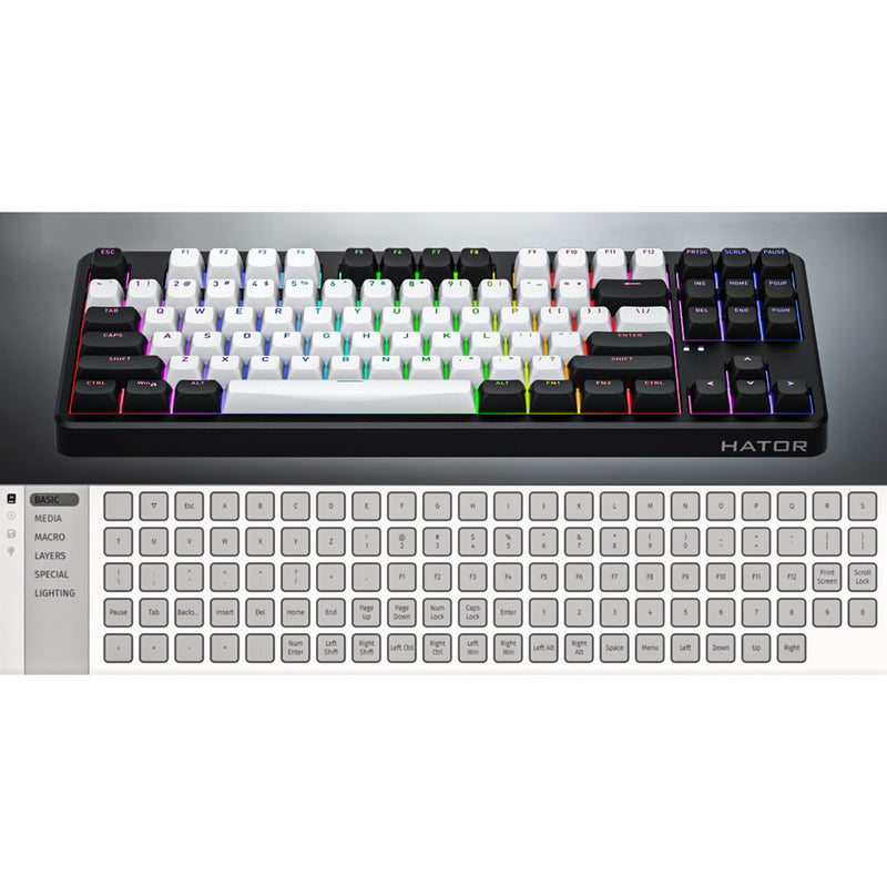 Load image into Gallery viewer, Hator rockfall 3 tkl wireless rgb mechanisch gaming toetsenbord (wit, us lay-out (qwerty), hator aurum orange, 80% (tkl), rgb, pbt keycaps, hotswap, 2.4 ghz bluetooth usb-c)
