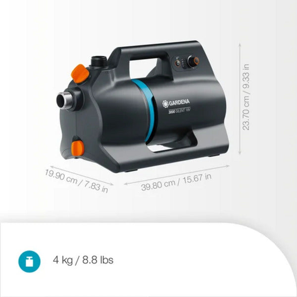 Load image into Gallery viewer, Gardena accu besproeiingspomp 3000 silent 18v p4a gebruiksklare set incl. accu en oplader (donkergrijs turquoise, 14610-20 | pomp | accu | lader)
