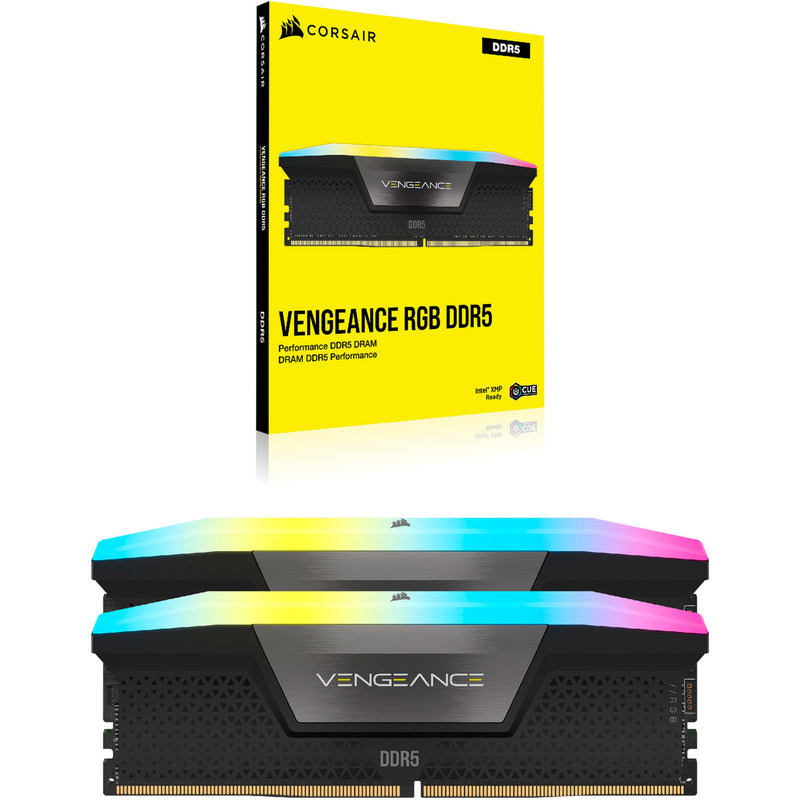 Load image into Gallery viewer, Corsair vengeance rgb 32 gb ddr5-6000 (2x 16 gb) werkgeheugen (zwart, cmh32gx5m2d6000z38, xmp, expo)

