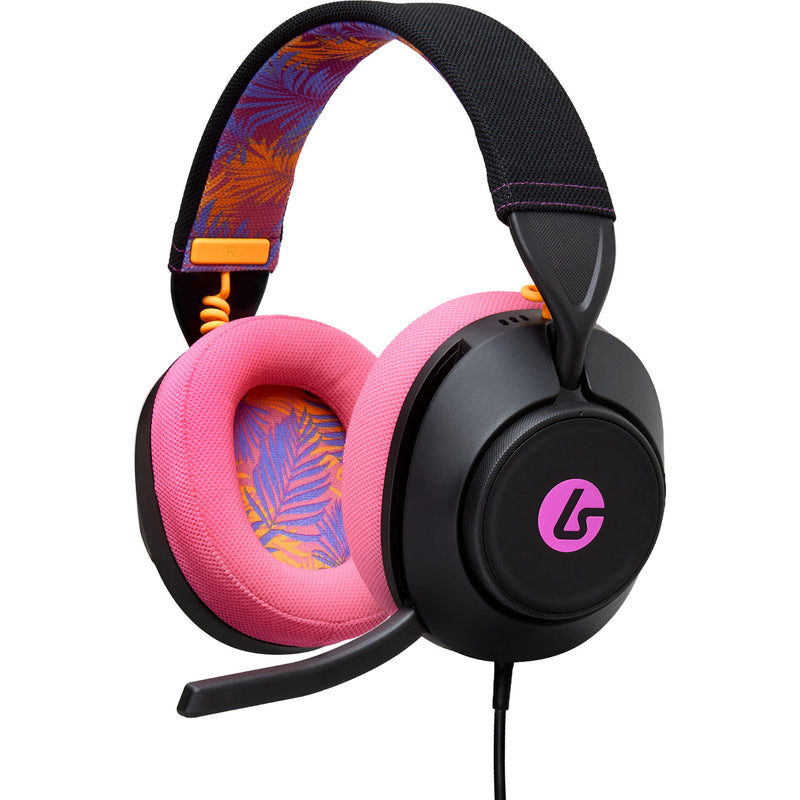 Load image into Gallery viewer, Powera lucidsound ls10 bedrade gamingheadset - middernachtelijke branding over-ear gaming headset (zwart roze, playstation 5, playstation 4, xbox series x|s, xbox one, pc, mobiel)
