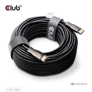 Club 3d hdmi hybrid aoc kabel 8k60hz 4k120hz 50m (zwart)
