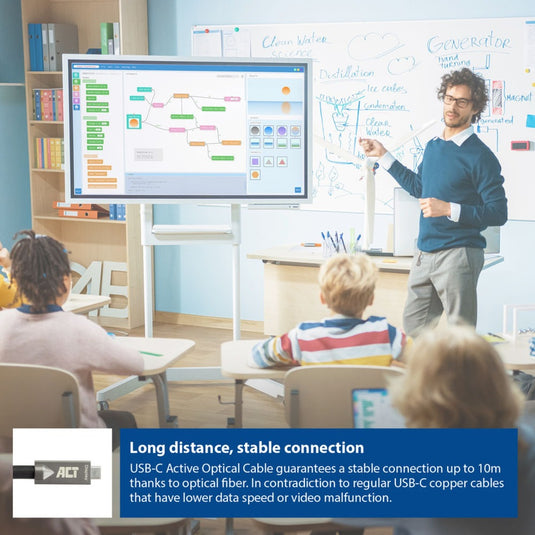 Act connectivity usb-c 3.2 gen2 active optical cable (aoc) aansluitkabel (grijs zwart, 5 meter)