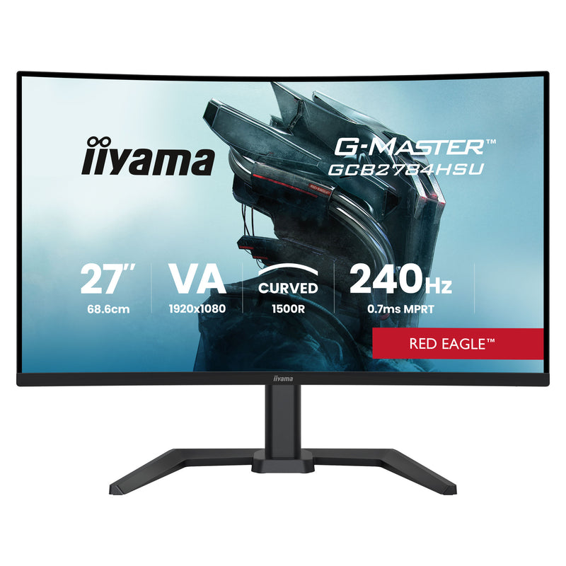 Load image into Gallery viewer, Iiyama g-master red eagle gcb2784hsu-b1 27 curved gaming monitor (zwart, 2x hdmi, 1x displayport, usb, audio, amd free-sync, 240 hz)
