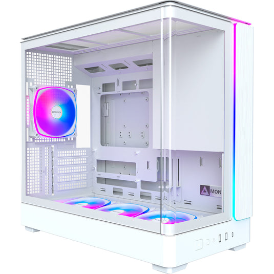 Montech king 15 pro midi tower behuizing (wit | 2x usb-a | 1x usb-c | rgb | window)