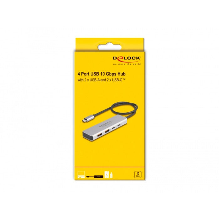 Load image into Gallery viewer, Delock usb 10 gbps usb-c hub usb-hub (grijs, 2x usb-a 3.2 (10 gbit s), 2x usb-c 3.2 (10 gbit s))
