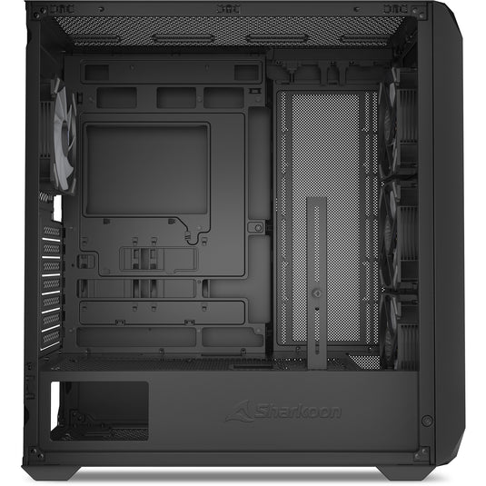 Sharkoon ak3 rgb midi tower behuizing (zwart | 2x usb-a | 1x usb-c | rgb | tempered glass)