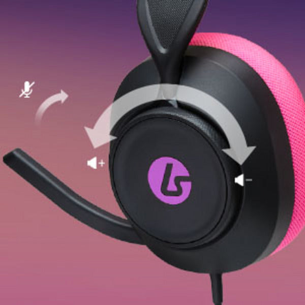 Load image into Gallery viewer, Powera lucidsound ls10 bedrade gamingheadset - middernachtelijke branding over-ear gaming headset (zwart roze, playstation 5, playstation 4, xbox series x|s, xbox one, pc, mobiel)
