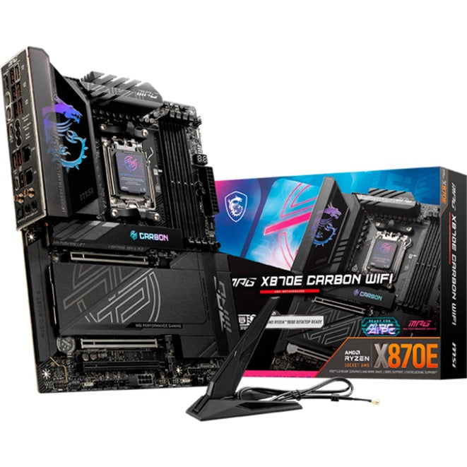 Load image into Gallery viewer, Msi mpg x870e carbon wifi socket am5 moederbord (raid, 5gb-lan, 2,5gb-lan, wi-fi 7, bt, sound, atx)
