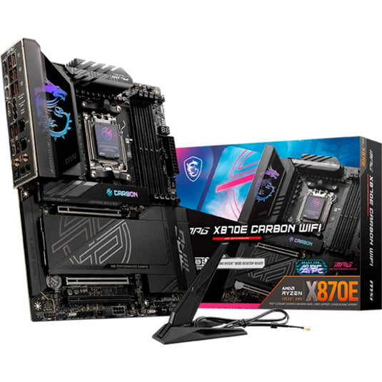 Msi mpg x870e carbon wifi socket am5 moederbord (raid, 5gb-lan, 2,5gb-lan, wi-fi 7, bt, sound, atx)