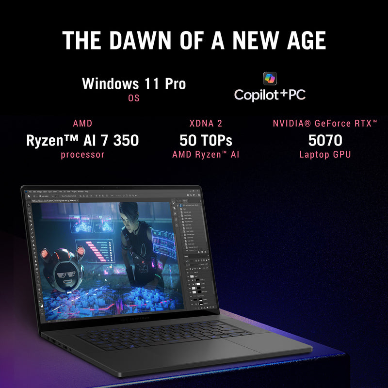 Afbeelding laden in galerijviewer, Asus rog zephyrus g16 ga605km-qr010w 16 copilot+ gaming laptop (grijs | ryzen ai 7 350 | rtx 5060 | 32 gb | 1 tb ssd | oled)

