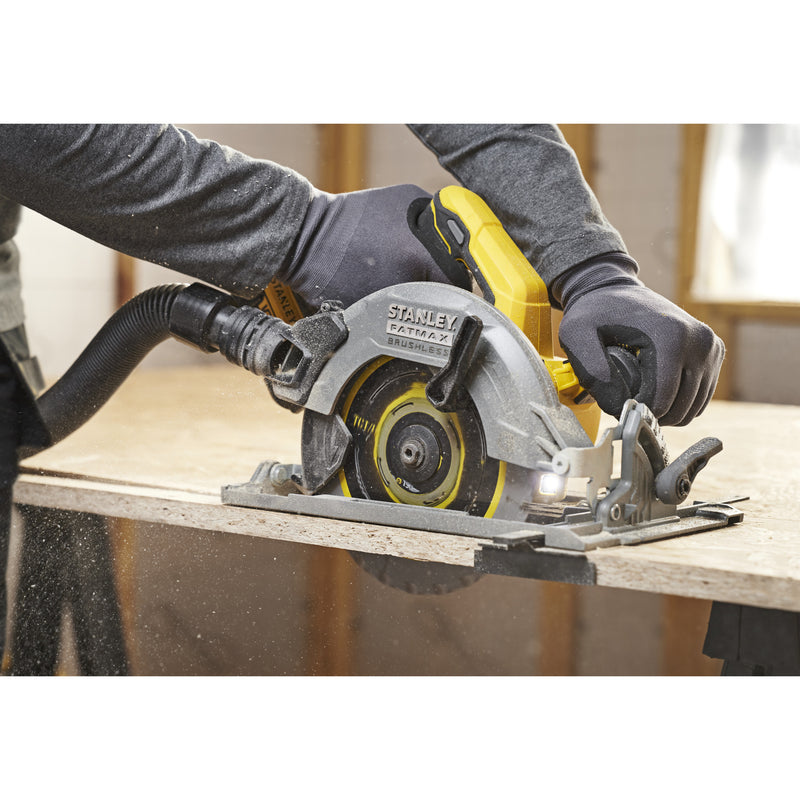 Load image into Gallery viewer, Stanley fatmax v20 18v cirkelzaag 190mm handcirkelzaag (zwart geel, accu en oplader inbegrepen, met koffer)
