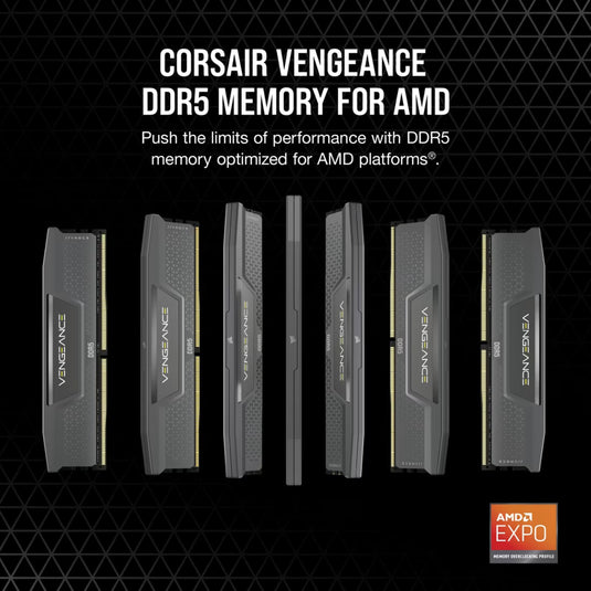 Corsair vengeance 32 gb ddr5-6000 (2x 16 gb) werkgeheugen (zwart, cmk32gx5m2d6000z38, xmp, expo)