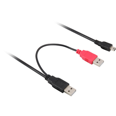 Delock 2x usb-a 2.0 male > usb mini 5-pin splitterkabel (zwart rood, 1 meter)