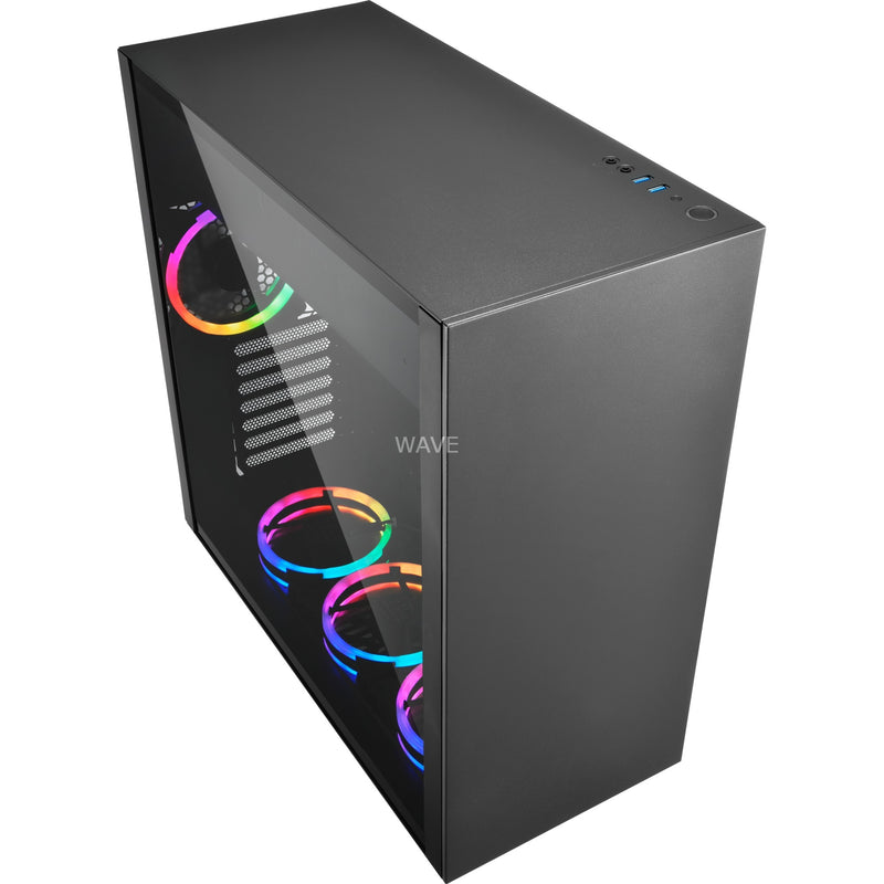 Load image into Gallery viewer, Sharkoon pure steel rgb midi tower behuizing (zwart | 2x usb-a | rgb | window)

