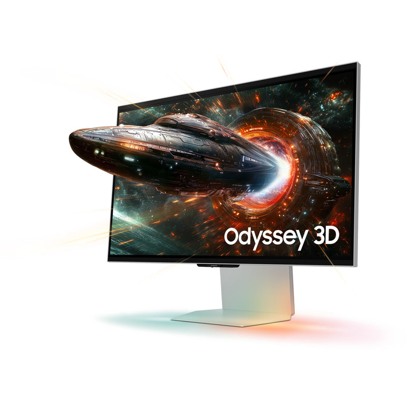 Load image into Gallery viewer, Samsung odyssey 3d g90xf 27 4k uhd gaming monitor (zilver, 2x hdmi, displayport, 2x usb-a, usb-b, 165 hz)
