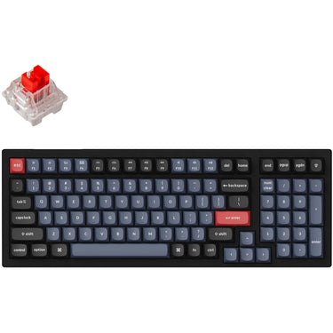 Keychron k4 pro-h1 rgb mechanisch toetsenbord (zwart, us lay-out (qwerty), k pro red, 96%, rgb leds, hot swap, double-shot pbt, bluetooth 5.1)