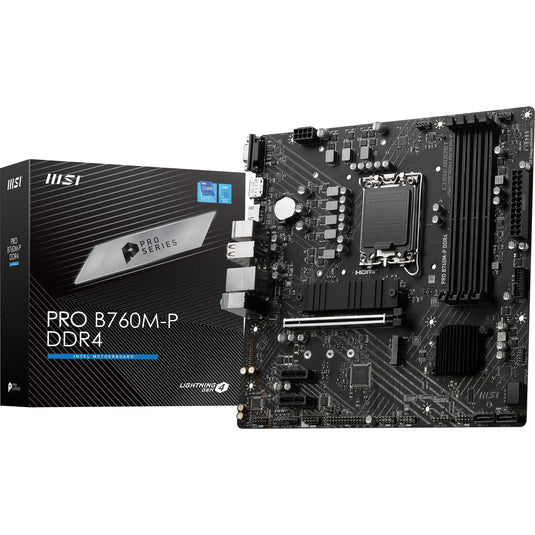 Msi pro b760m-p ddr4 socket 1700 moederbord (zwart, raid, gb-lan, sound, µatx)
