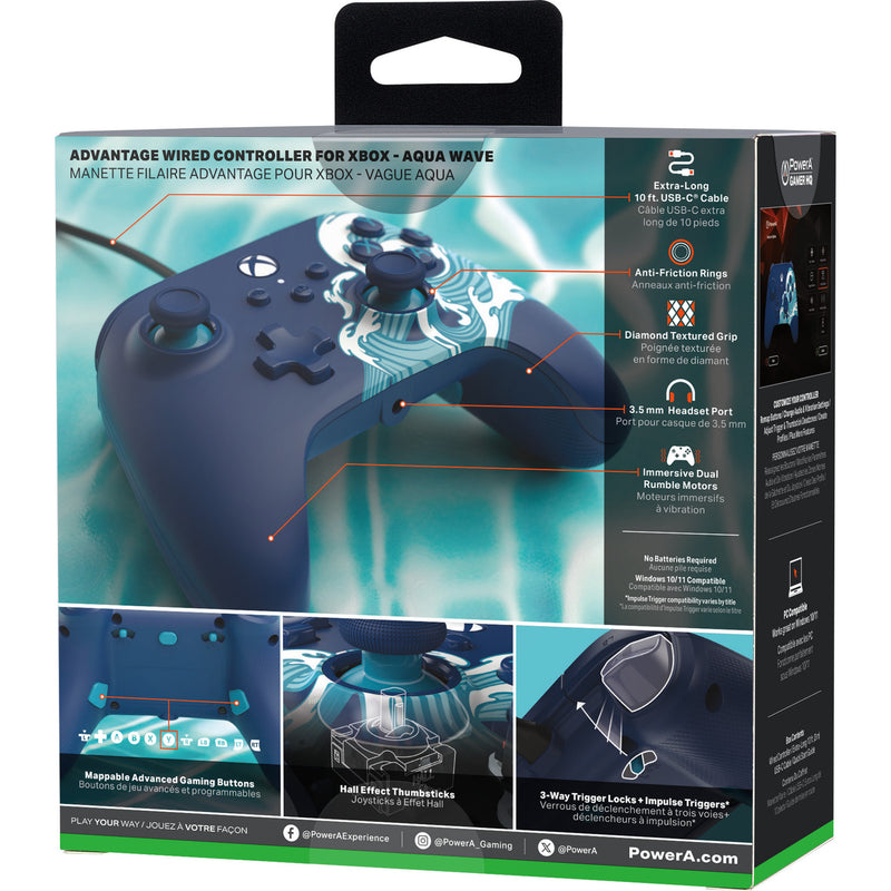Load image into Gallery viewer, Powera advantage controller met kabel voor de xbox series x|s - watergolf (azuurblauw, xbox series x|s, xbox one, pc)
