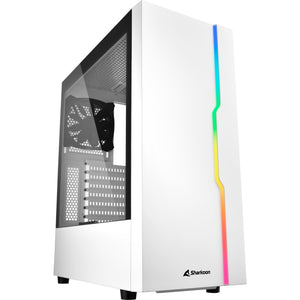 Sharkoon rgb slider midi tower behuizing (wit | 3x usb-a | rgb | tempered glass)