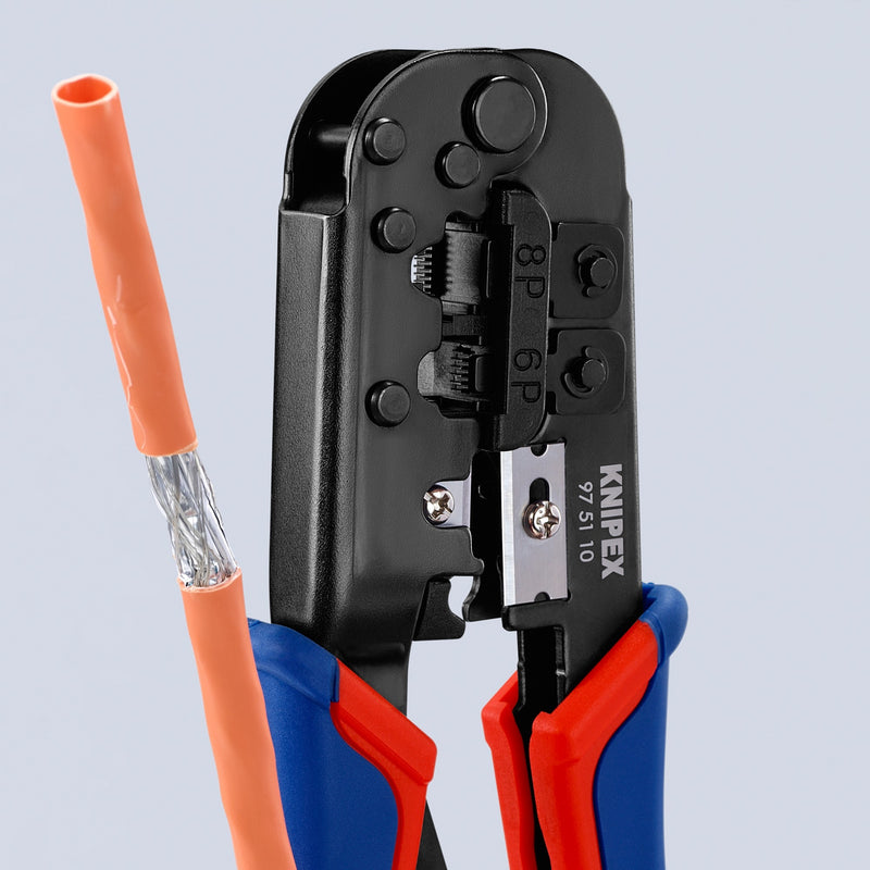 Load image into Gallery viewer, Knipex krimptang 97 51 10 sb (blauw rood, rj-11 12 en rj-45 stekker)
