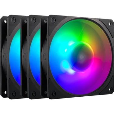 Cooler master mobius 120p argb 120x120x25 case fans (zwart, 3 stuks, 120 x 120 x 25 mm, pwm)